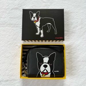 Marc Tetro Boston Terrier Card Holder Zip Around Wallet Black And White Striped